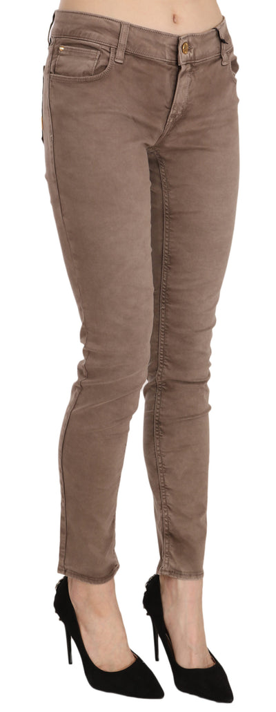Brown Low Waist Slim Fit Skinny Pants