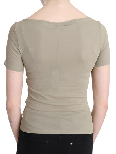 Gray 100% Nylon Short Sleeve Casual Tank Top Blouse