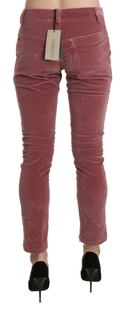 Red Mid Waist Skinny Cotton Pants