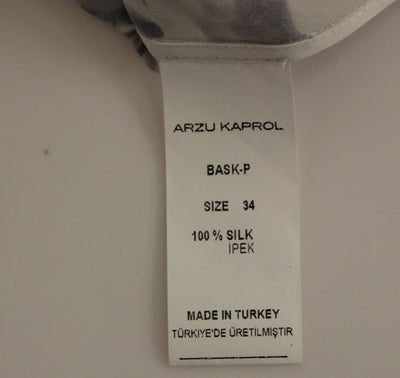 Gray Blue Silk Sleeveless Top Shirt Blouse
