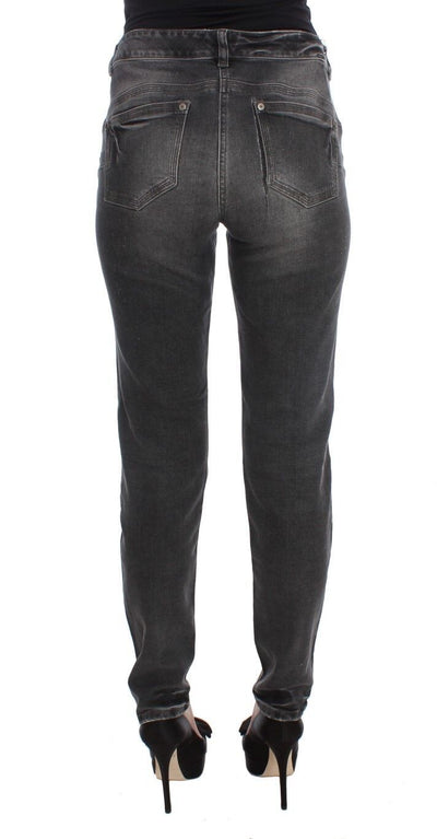 Gray Wash Cotton Blend Stretch Jeans Pants