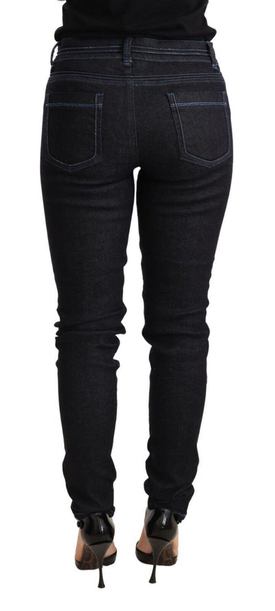 Blue Cotton Low Waist Slim Fit Denim Women Trouser Jeans