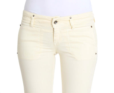 White Cotton Stretch Flare Jeans