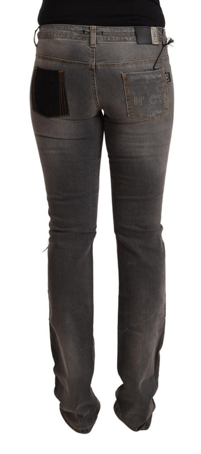 Gray Washed Low Waist Straight Denim Jeans
