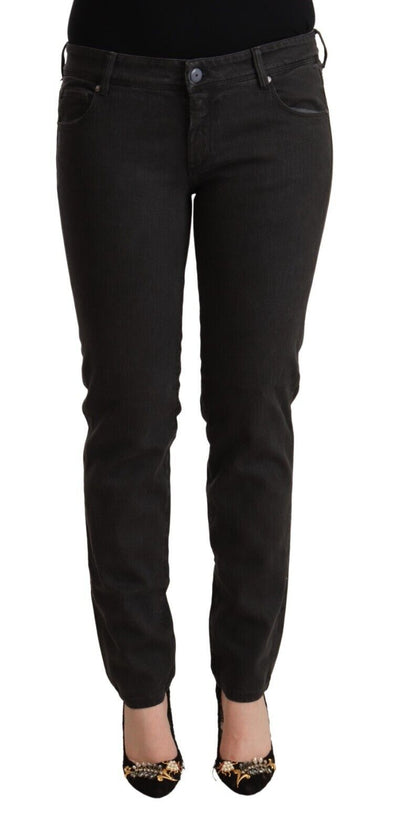 Black Low Waist Skinny Denim Cotton Jeans
