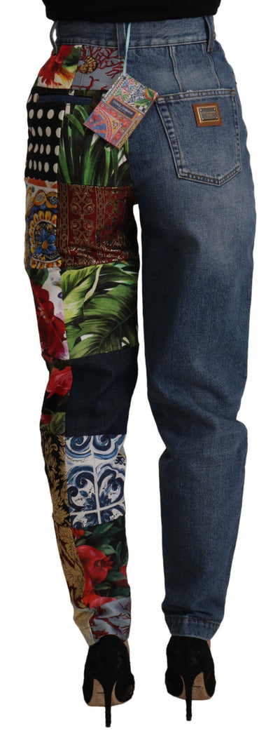 Blue Jeans Jacquard Majolica High Waist Pants