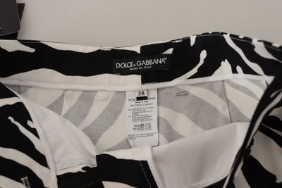Black White Cotton Stretch Hot Pants Shorts