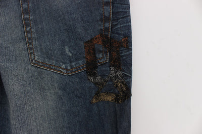 Blue Wash Cotton Blend Slim Fit Jeans