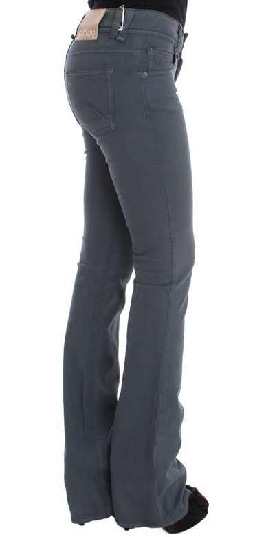 Blue Cotton Blend Slim Fit Bootcut Jeans