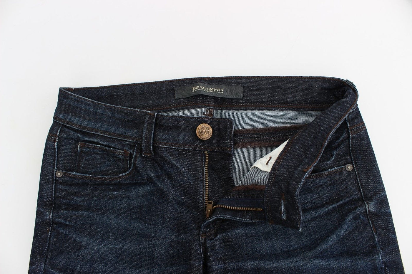 Blue Slim Jeans Denim Pants Skinny Leg Stretch