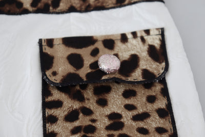 White Leopard Print High Waist Pants