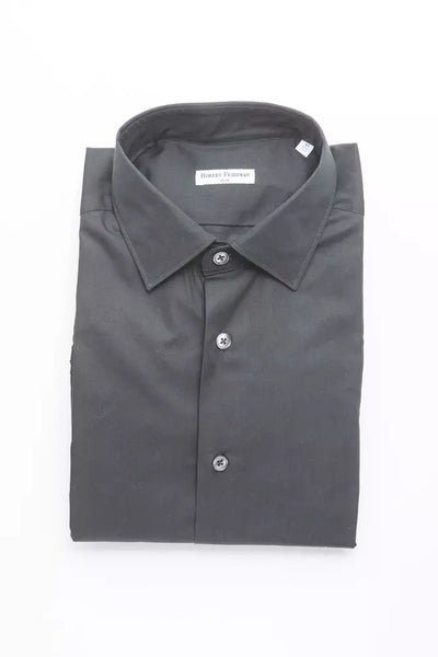 Black Cotton Men's Slim Shirt