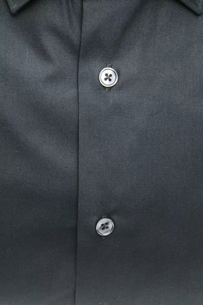 Black Cotton Men's Slim Shirt