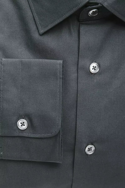 Black Cotton Men's Slim Shirt