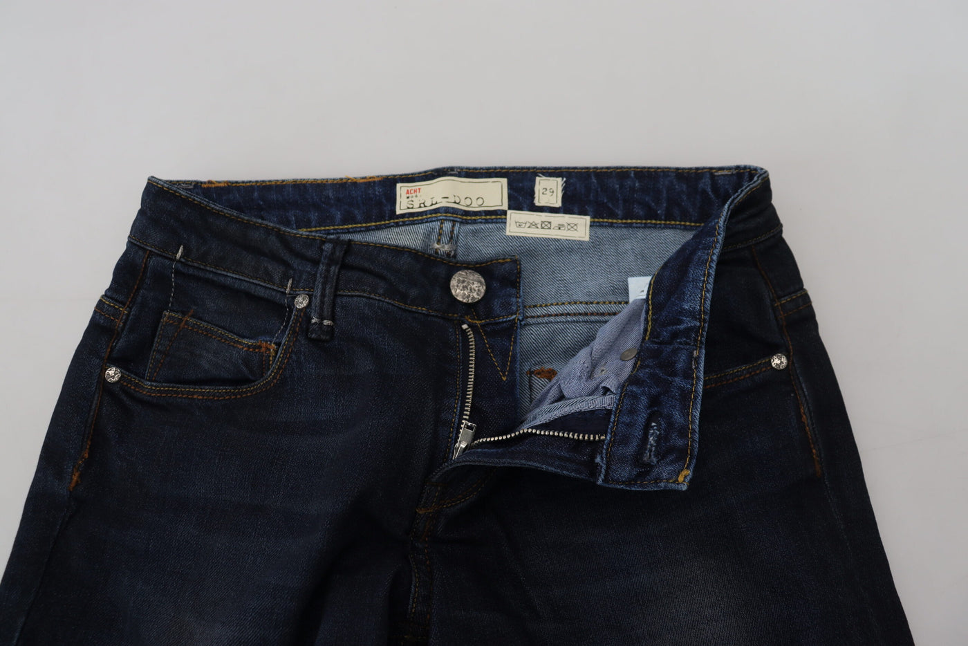 Blue Cotton Skinny Low Waist Women Casual Denim Jeans