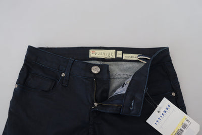 Blue Cotton Skinny Low Waist Women Casual Denim Jeans