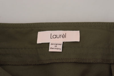 Green Cotton High Waist Women Tapered Pants
