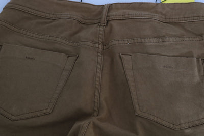 Brown Cotton Mid Waist Skinny Slim Fit Denim Jeans