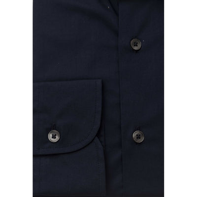 Blue Cotton Men Shirt Slim Fit With French Collar