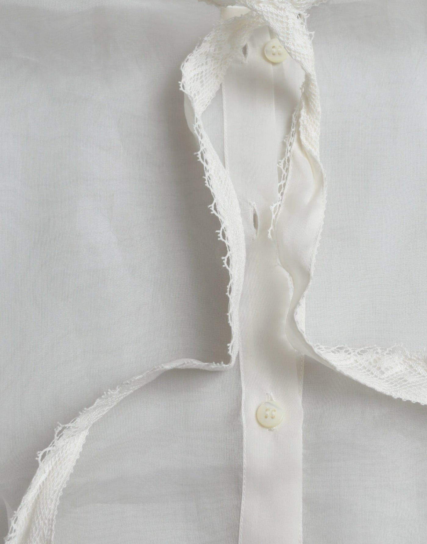 White Silk Long Sleeves Ascot Collar Top