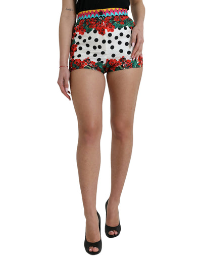 Multicolor Floral Polka Dot Hot Pants Shorts
