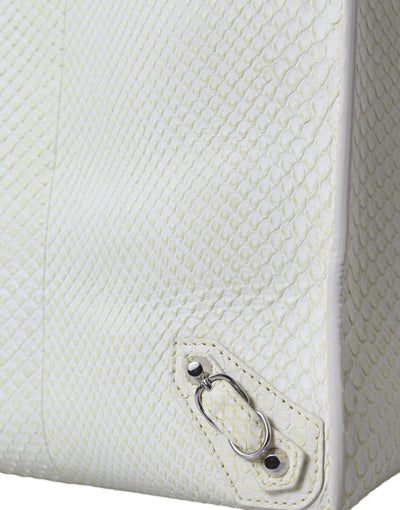 White Yellow Exotic Skin Leather Shopping Tote PAPIER Bag