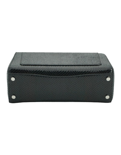 Black Leather Top Handle Shoulder Bag