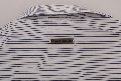 White Blue Striped Casual Cotton Regular Fit Shirt