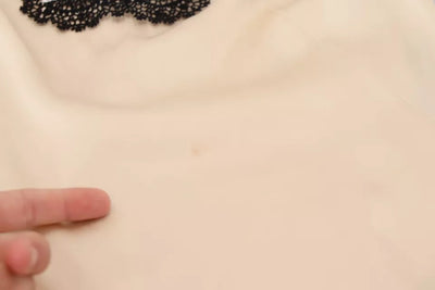 Beige Lace Spaghetti Logo Embroidery Top