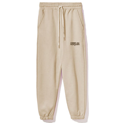 Beige Cotton Women Sweatpant