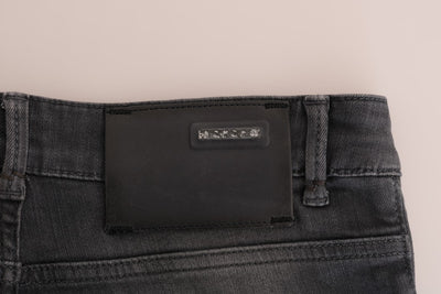 Gray Cotton Slim Fit Denim Jeans