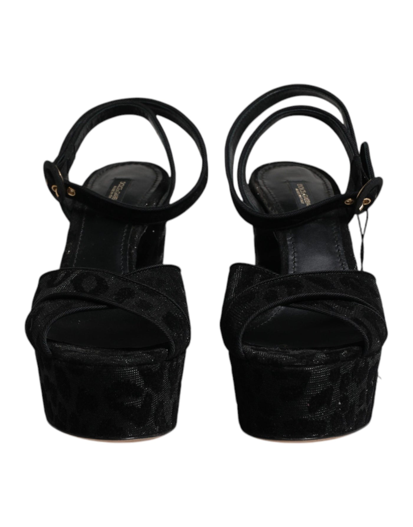 Black Leopard Platform Heels Sandals Shoes