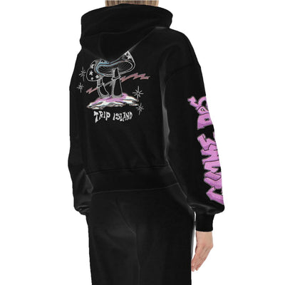 Black Cotton Women Sweatshirt