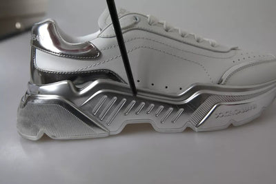 White Silver Daymaster Leather Sneakers Shoes