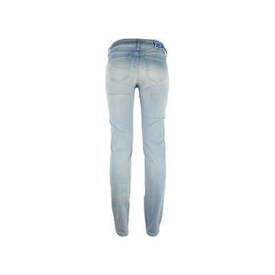 Blue Cotton Skinny Pant