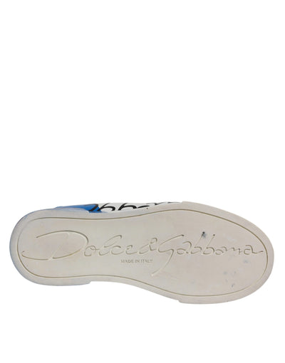 White Blue Logo Portofino Sneakers Shoes