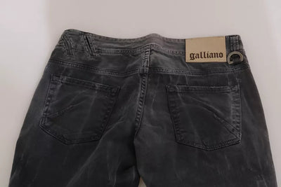 Grey Washed Low Waist Zipper Side Skinny Denim Jeans