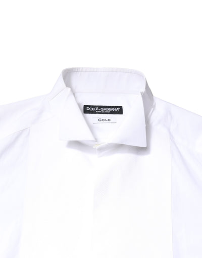White GOLD Cotton Poplin Bib Formal Men Dress Shirt