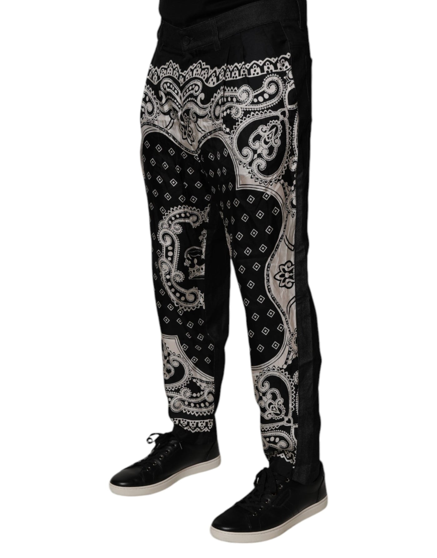 Black Bandana Cotton Skinny Denim Jeans