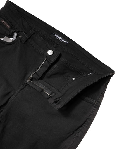 Black Cotton High Waist Skinny Denim Jeans
