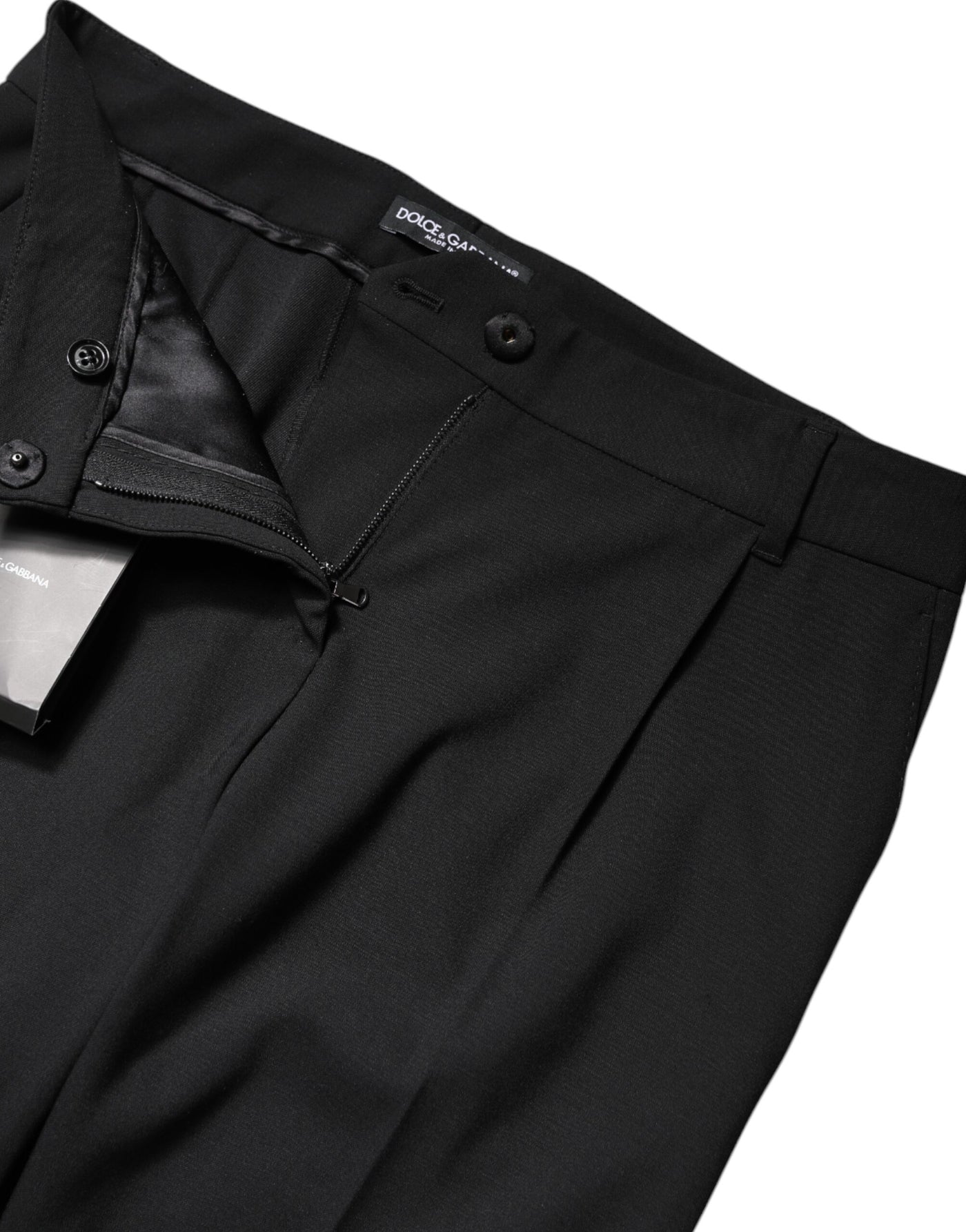 Black Wool High Waist Boot Cut Dress Pants