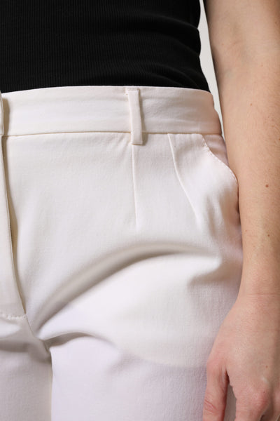 White Wool Mid Waist Wide Leg Pants
