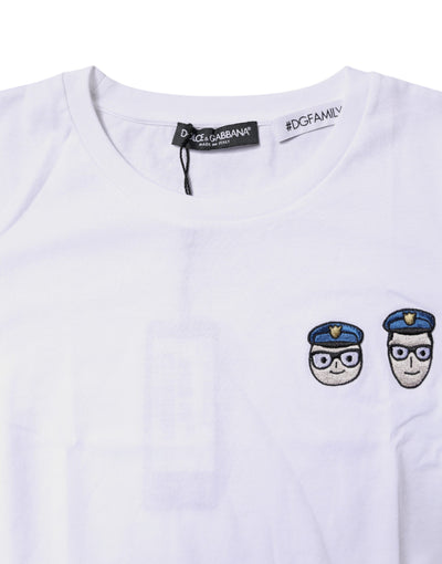 White #DGFamily Cotton Crew Neck T-shirt