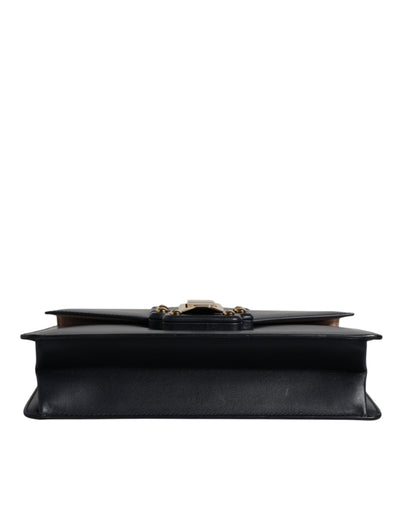 Black Calfskin Leather Shoulder Strap Bag