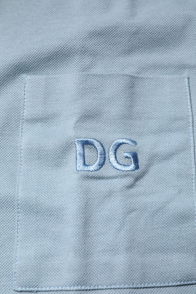 Blue Cotton Button Down Casual Men Polo Shirt
