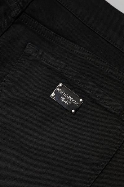Black Cotton Mid Waisted Skinny Denim Jeans