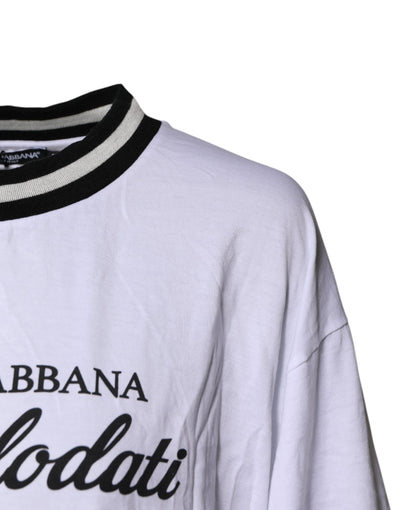 White Cotton DG Fashion Crew Neck Tee T-shirt