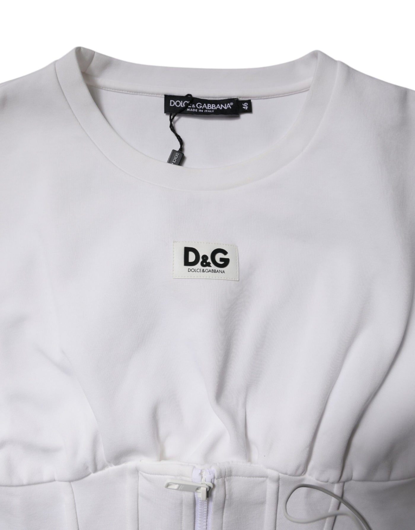 White Cotton Blend 3/4 Sleeves Blouse Top