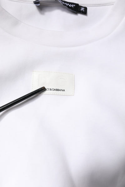 White Cotton Blend 3/4 Sleeves Blouse Top