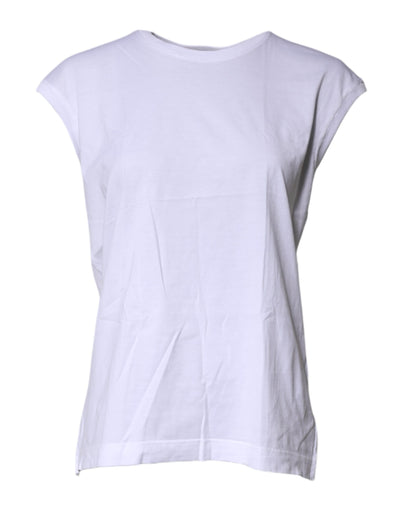 White Cotton Sleeveless Round Neck Tank Top
